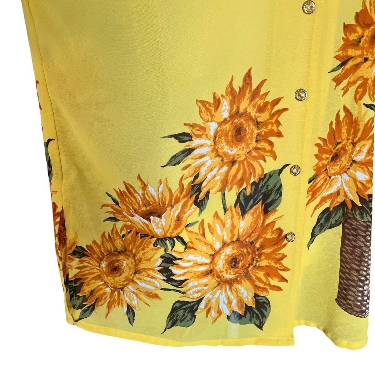 NEW Modex Tokyo Blouse Vintage Top Sunflower Shirt Yellow