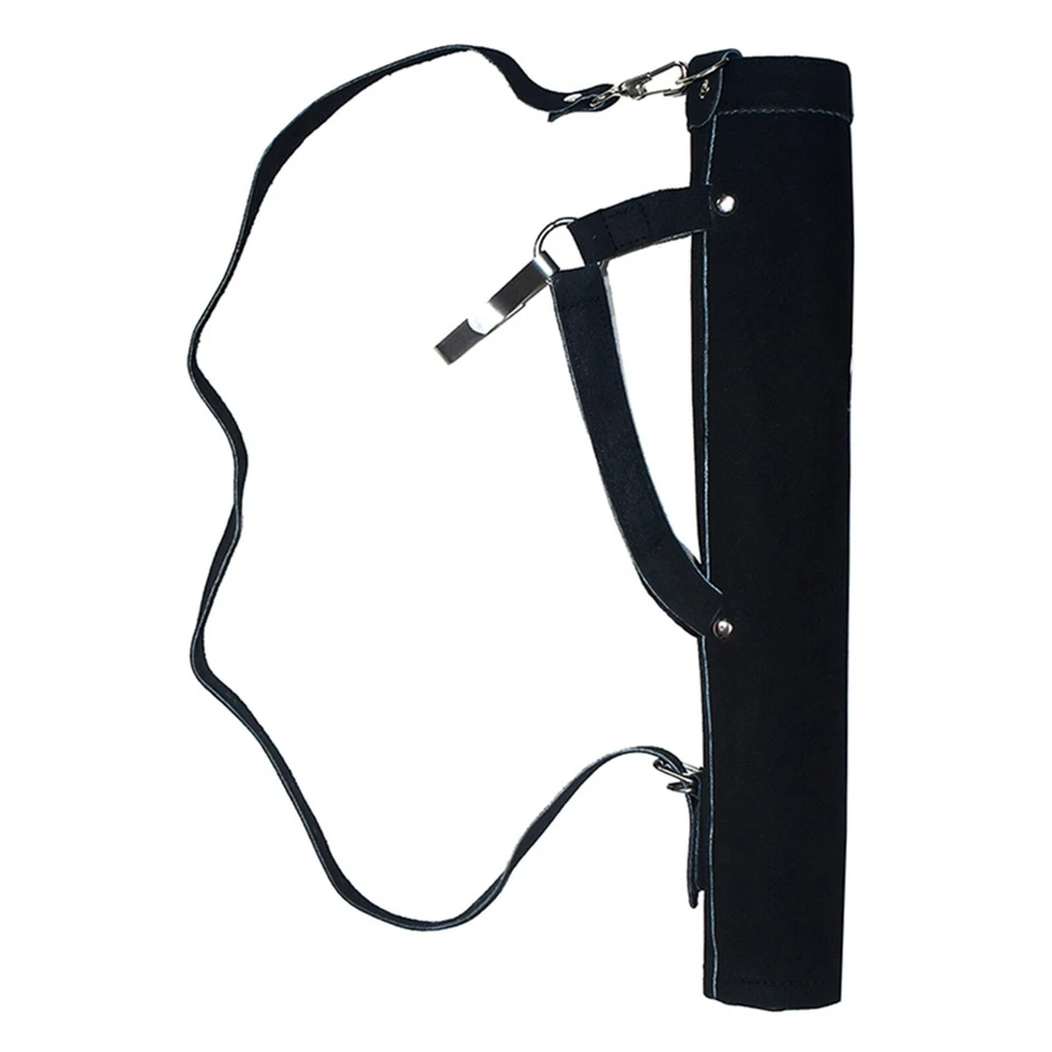 Aljaba de cuero de gamuza de cuero genuino hecha a mano negra aljaba soporte ... - Imagen 4 de 4