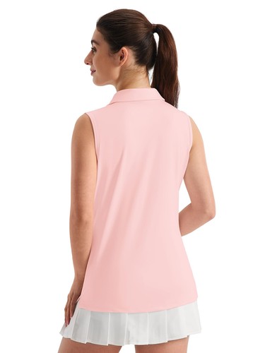 UPF 50+ Camicia donna golf sole scollo a V polo smanicata canotta allenamento asciugatura rapida top - Foto 23 di 72