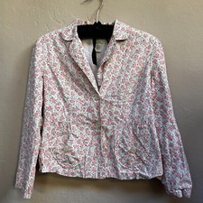 Anthropologie Odille Women's Two-Button Pink Multi Floral Blazer Jacket Size 2