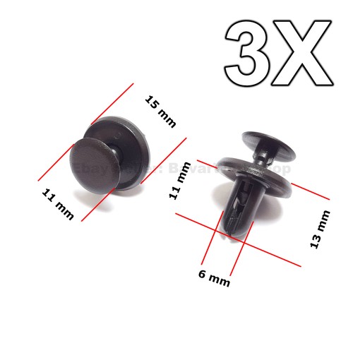 3X Trim Clips Bumpers, Grille, Wing, Splash guards for Mitsubishi