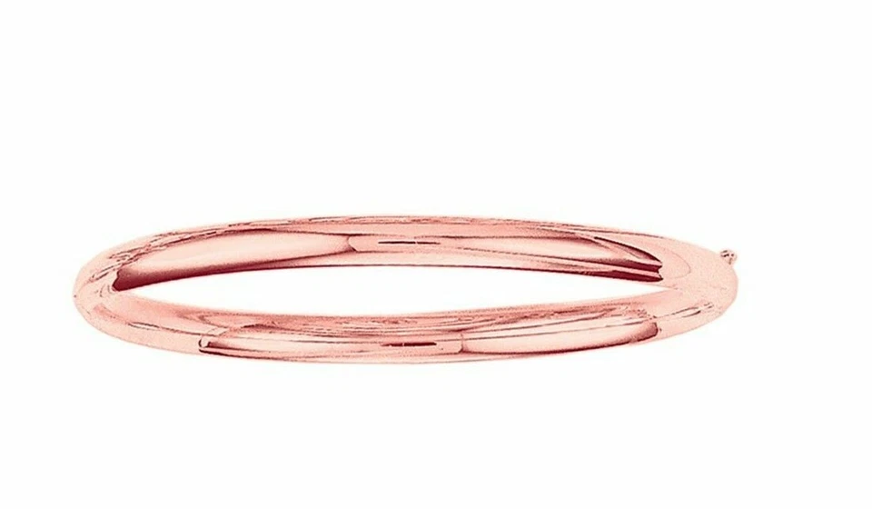 Brazalete con bisagras brillante de oro rosa de 14k 5 mm 3/16 4,6 gramos 7 pulgadas