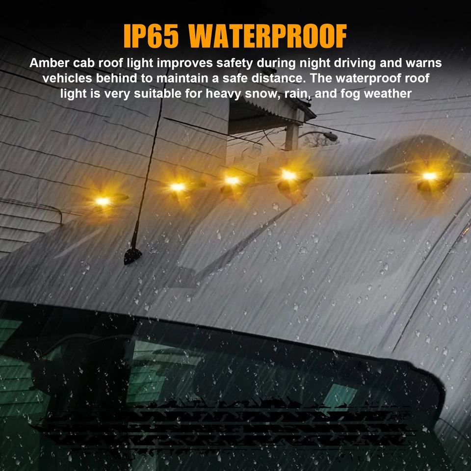 5Pcs for 1999-2016 Ford F250 F350 F450 Roof Top Cab Light Amber Marker + 194 LED - Imagem 4 de 4