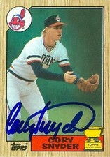 Cory Snyder autographed baseball card 1987 Topps #192 All Star Rookie Cup