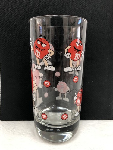 Lot of 3 M&M Mars Candy Clear Glass Blue Yellow Red Drinking Glass Retro - Picture 5 of 20