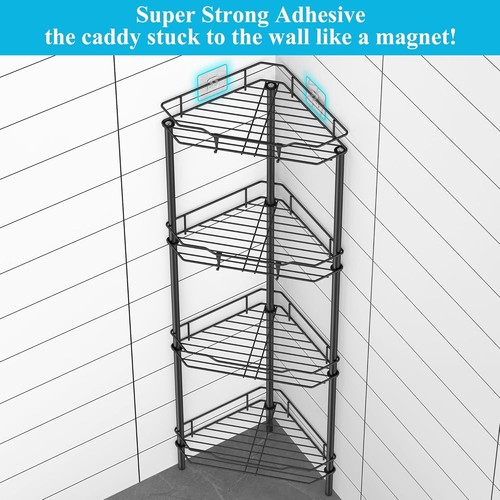 4 Ebenen Boden Stehend Eck Dusche Caddy Organizer Regal mit Haken Badezimmer - Bild 2 von 24