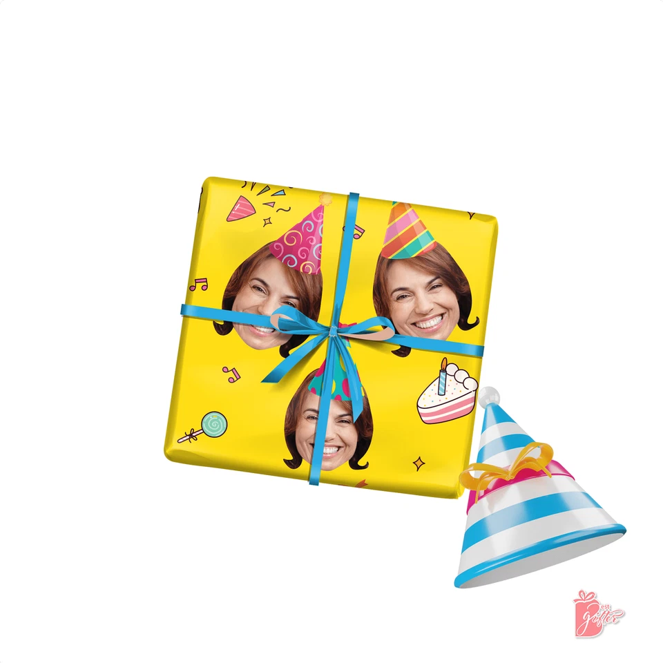 Photo Personalized Birthday Wrapping Paper 24" Roll Cake Print Gift Wrap Paper - Image 4 of 4