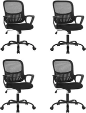4 Pcs Home Office Chair Ergonomic Desk Mesh Computer Chair with Lumbar Support
