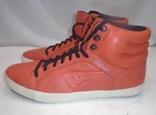Alexander McQueen X Puma Mens  Orange Leather  High Sneakers Size 11 M COA New