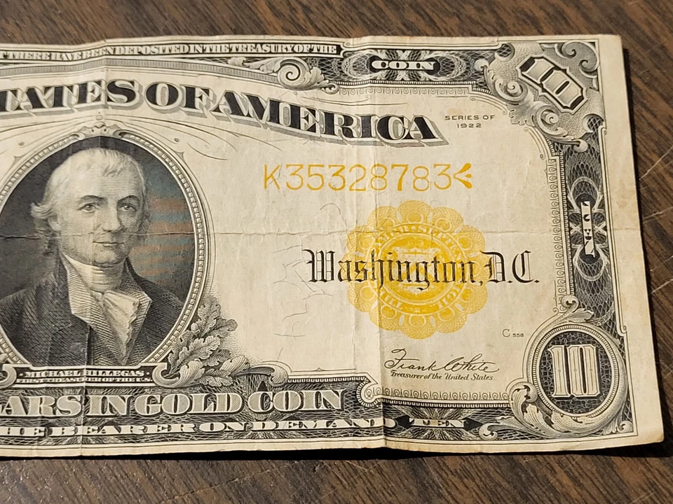 1922 10 Dollars Gold Certificate - Washington D.C. - K35328783 - Image 3 of 4