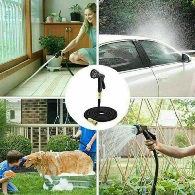 Flexible Expandable Garden Water Hose Pipe Car Wash W/ Spray Nozzle Gun 25-100FT - Picture 3 of 13