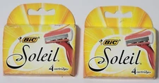 Bic Soleil Women Razor 3 Blades Cartridge Refills Shaver 2 Packs of 4