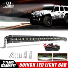 For 18-24 Jeep Wrangler Jl Curved Slim 50 Inch Led Light Bar Spot Flood Wire