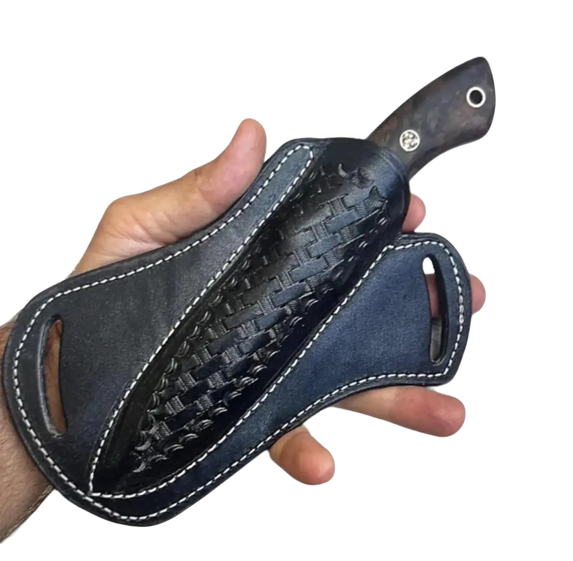 Black Leather Sheath Fixed Blade Knife-Fitted Accessory Hunting Camping Outdoor