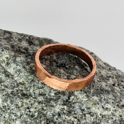Copper Ring Size 4.5 Band Minimal Texture Hammered Solid Pinkie Handmade in USA - Picture 1 of 9