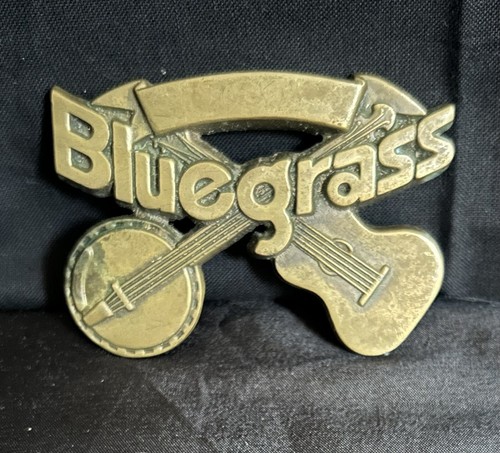 VINTAGE 1980 **BLUEGRASS** BANJO & GUITAR SOLID BRASS MUSIC BUCKLE Baron Buckles