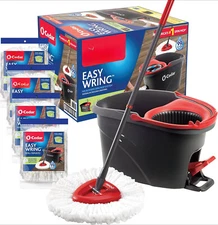 Easywring Microfiber Spin Mop &Bucket Floor Cleaning System with 4 Extra Refills