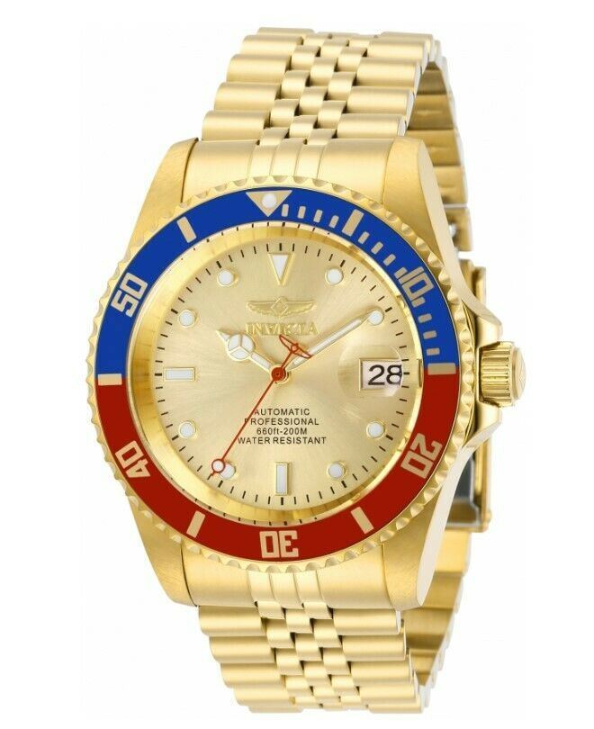 Invicta Pro Diver Automatic Men's 42mm Gold Dial Pepsi Bezel Watch
