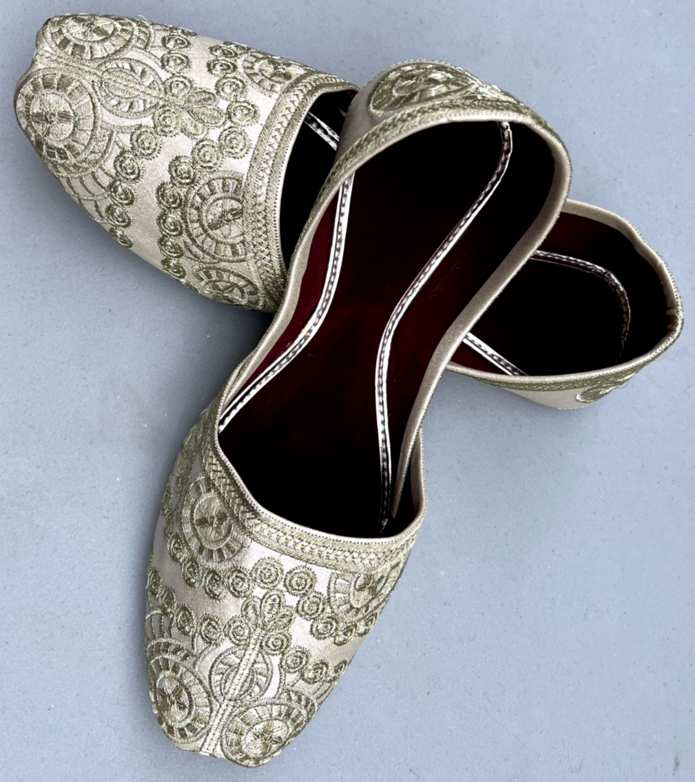 PANTOFOLA D’ORO Scarpe basse indiane punjabi pakistane etniche tradizionali uomo Khussa Juti US 7 5