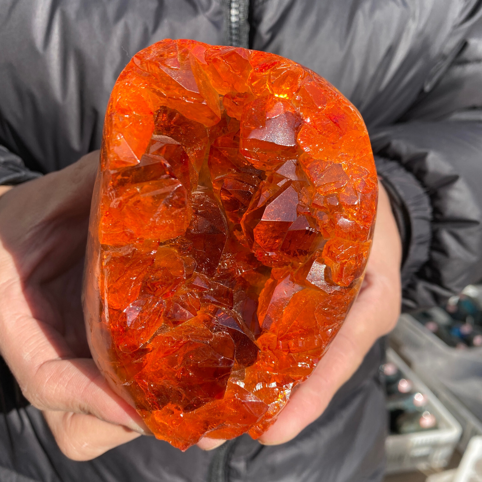 2.6LB Natural Citrine Geode Quartz Cluster Crystal Cathedral Specimen for Healing Energy  
