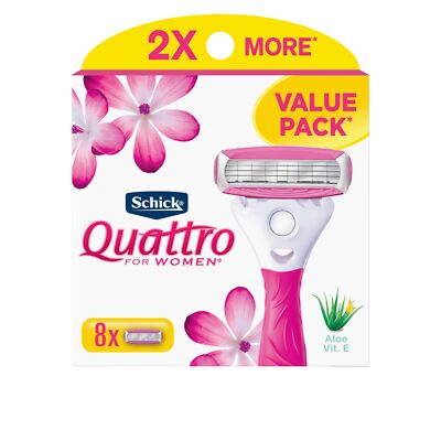 Quattro For Women 8 Count Razor Blade Cartridge with Aloe and Vitamin E