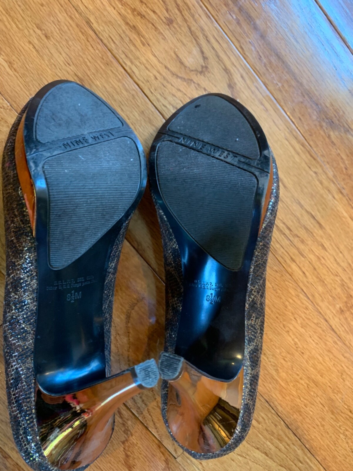 Nine West Brown Leopard Glitter Platform Pumps sz… - image 6