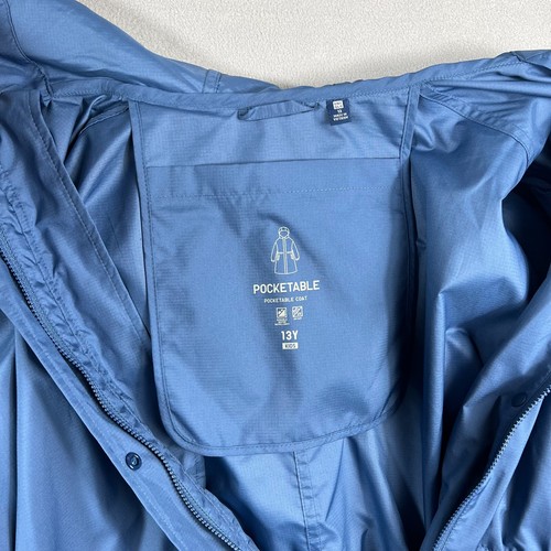 Uniqlo Youth Pocketable Coat Size 13Y Blue with Pockets Adjustable Waist - Picture 4 of 13