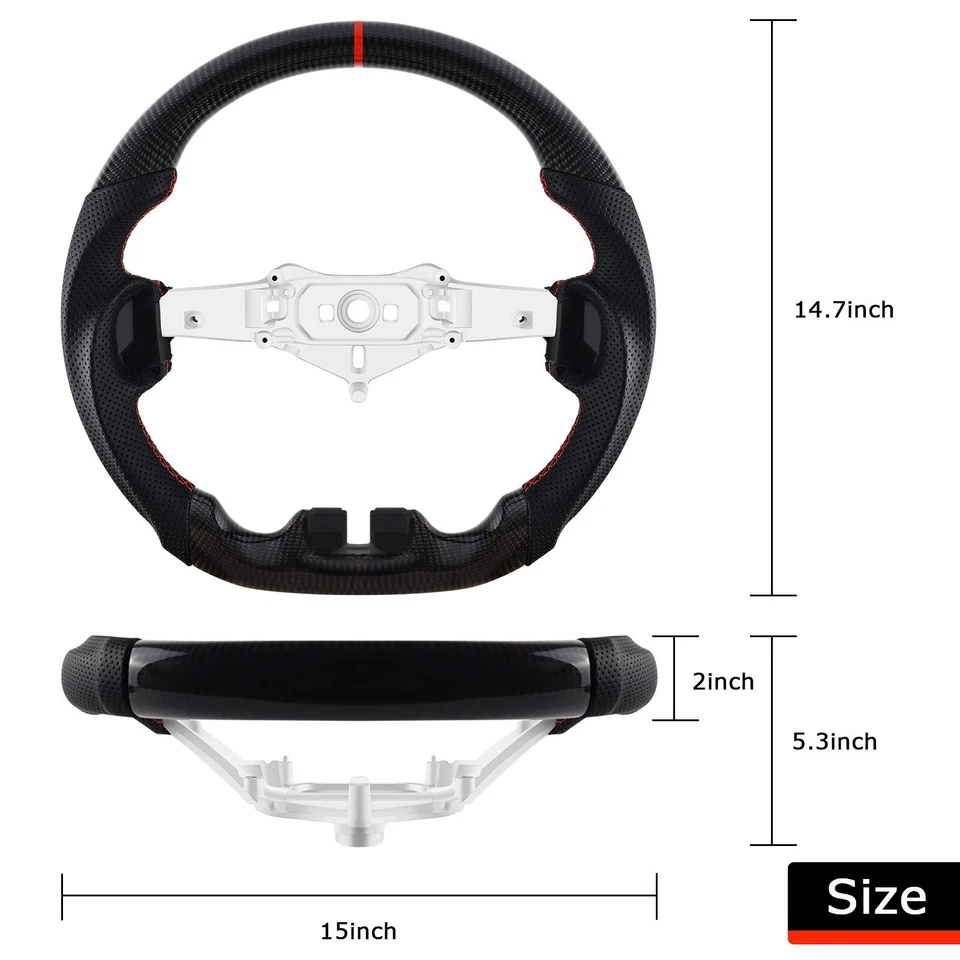 Volante de fibra de carbono real suelto para Jeep Wrangler JK/JKU RUBICON 11-17 Foto 2 de 4