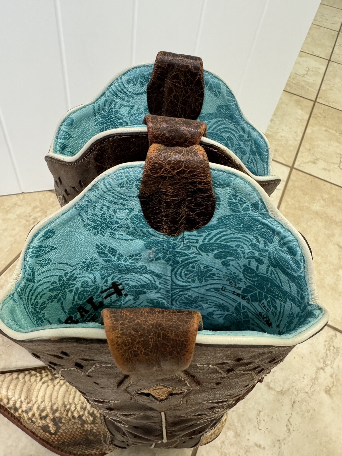 Corral Boots Genuine Python Snake Leather Western… - image 21