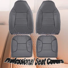 For 1992-1996 Ford Bronco Front Both Bottom & Back Leather Seat Cover Gray