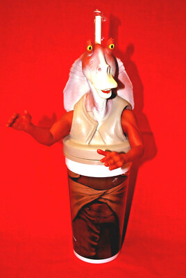 Star Wars Episode 1 Jar Jar Binks Cup, Top & Straw 1999 Set