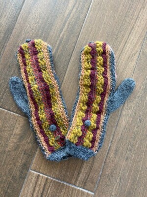 EMILIME Multicolor Alpaca Wool Hand Knit Mitten Fingerless Glove Flip Cover NEW