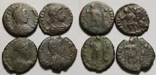 Lot of 4 Rare Genuine ancient Roman Coins Arcadius & HONORIUS crowned by Victory