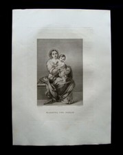 Incisione rame Madonna col Figlio Galleria Pitti Firenze 1842 Morillo Ballero