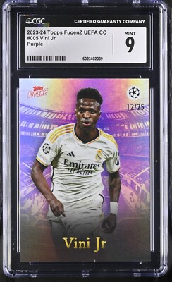 2023-24 Topps FugenZ UEFA CC Vini Jr #005 Purple /25   CGC 9   Super Short Print