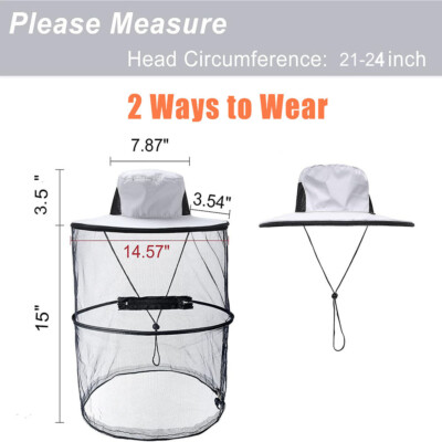 Fishing Hat with Hidden Mosquito Net Bug Net Veil Sun Protection Amazon.com: Mosquito Head Net Hat Mesh Sun Bucket Hat with  main image 3