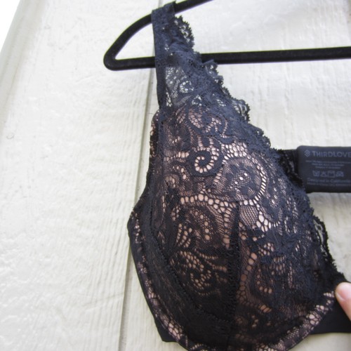 Third Love Bras 24/7 Lace Contour Plunge 34E Black Sexy Removeable Pads comfort - Picture 4 of 12