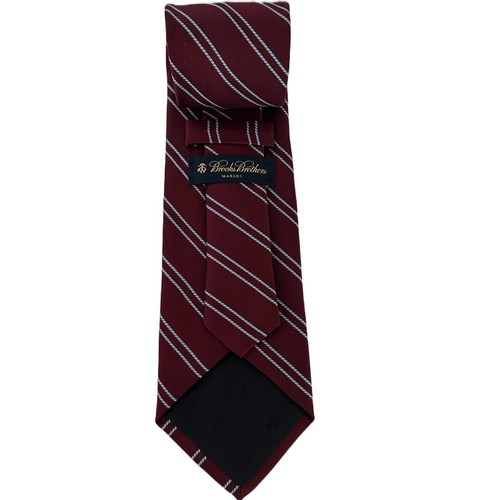 Brooks Brothers Makers Herrenkrawatte rot gestreift reine Seide Handarbeit Made in USA - Bild 4 von 5