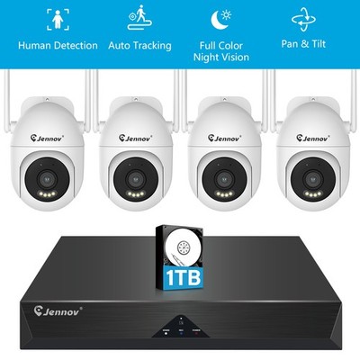 JENNOV Security Camera System Outdoor Wireless Audio WIFI CCTV 5MP 10CH NVR