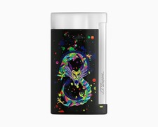 S.T. DUPONT Briquet Jet Antivent Slim 7 Dragon Laque Noire Et Or Jaune 027777