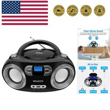 Portable CD Player Boombox with FM Radio, Bluetooth, USB Port, AUX Input, and...