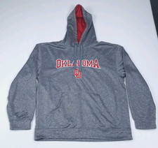 Majestic Hoodie Large Gray Pullover University Of Oklahoma Sooners Long Sleeved