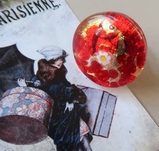 Vintage 2.5cm Wide One Size Fits All Red & Gold Venetian Murano GlassRing