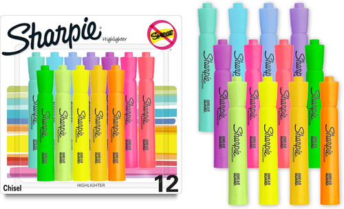 Sharpie Tank Highlighters, Assorted Colors, Chisel Tip, Back to School Essential