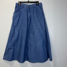 Vintage Calvin Klein Sport Denim Maxi Skirt Size 14 Blue Made in USA Cotton