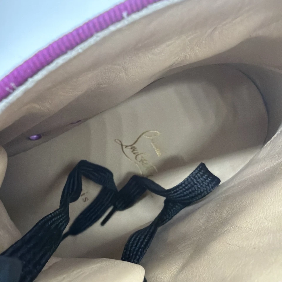 CHRISTIAN LOUBOUTIN 尺码 11 Lou Spikes 2 紫色黑色绒面革运动鞋 全新无标签 — 第 3/4 张图片