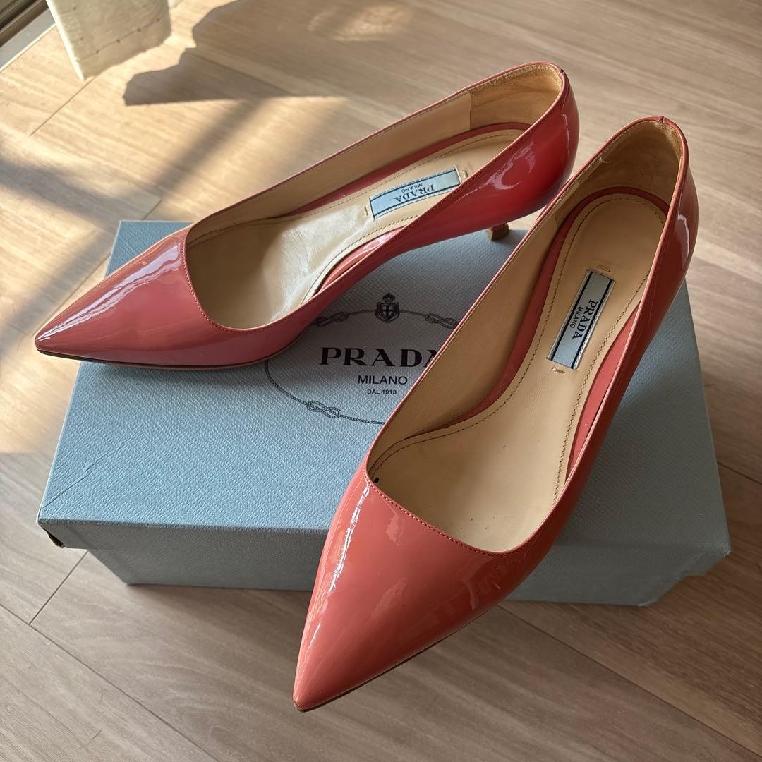 PRADA Pink Patent Leather High Heel Pumps Size US 7 EU 38 Excellent Condition