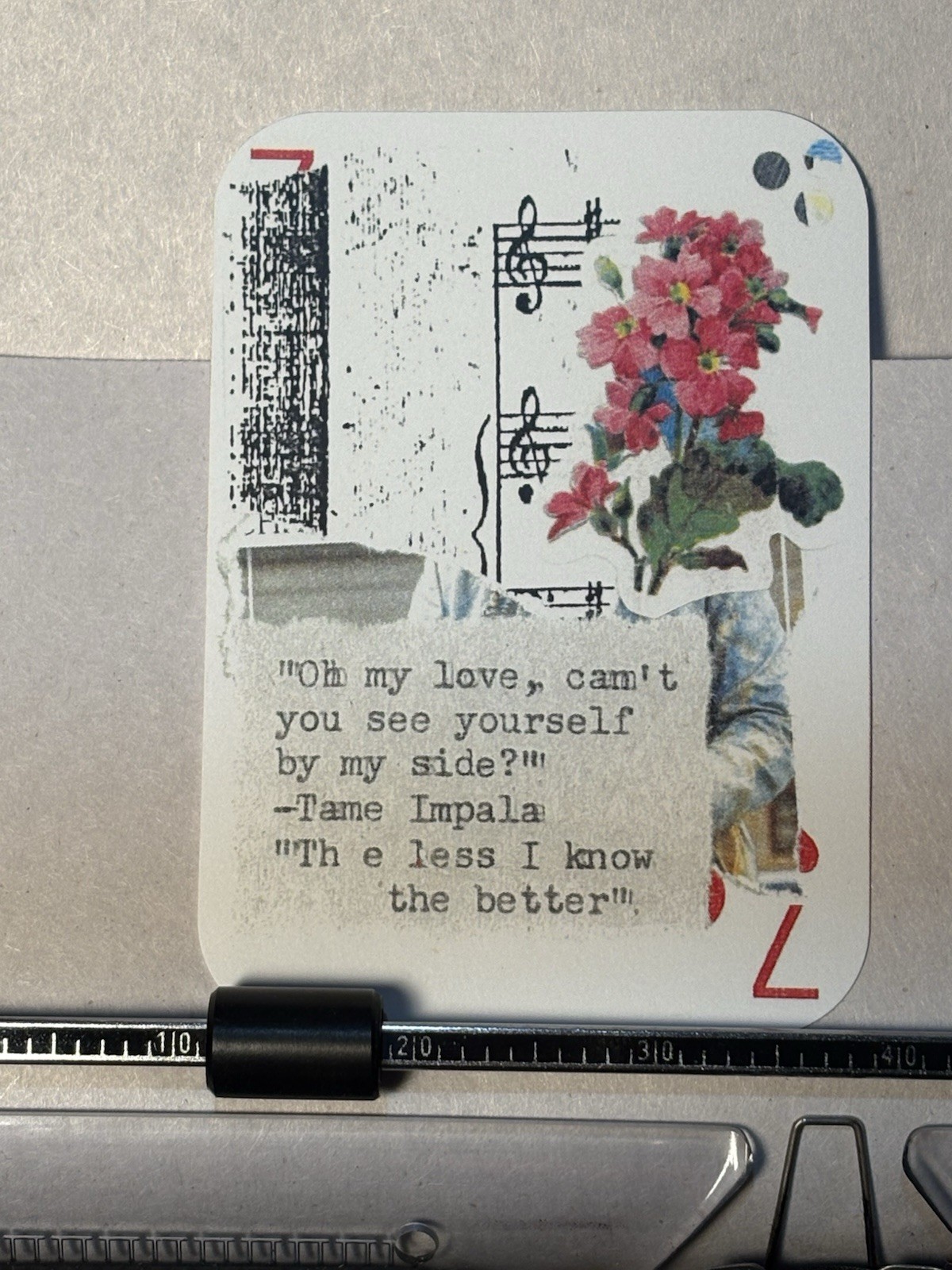 ACEO Tame Impala Quote Flowers Pink Micro Collage Art Card Mazerzine ATC