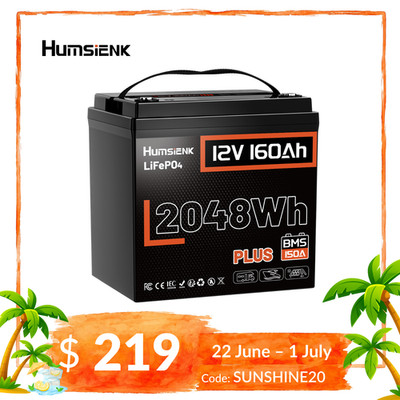 12V 160Ah Plus LiFePO4 Battery 2048Wh 6000+ Cycles 150A BMS Solar Camping RVs