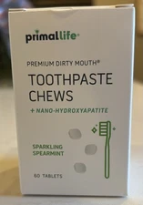 Primal Life Toothpaste Chews Sparkling Spearmint 60 Tablets Sealed Exp 09/26